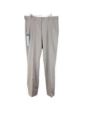 Hagger Straight Fit Khaki Pants Men's Size 36x34 Tan Hidden Expandable Waistband